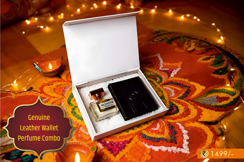 Genuine Leather Wallet Perfume Combo