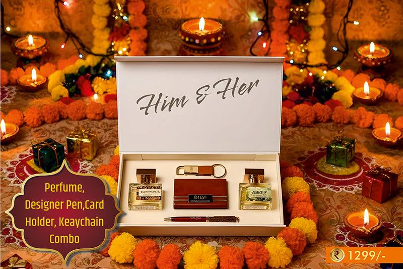 Perfume, Designer Pen, Card Holder, Keychain Combo